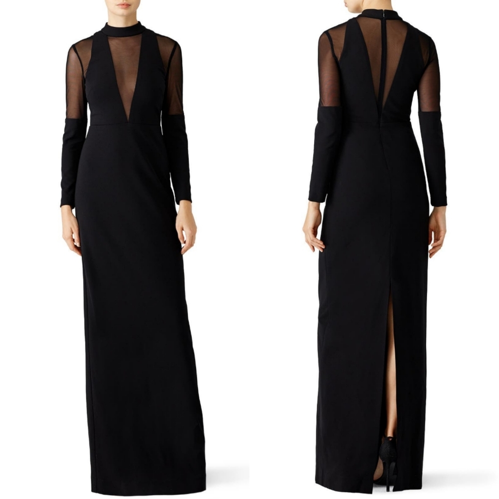 🩹 Nicole Miller Black Illusion Gown, Sz 2